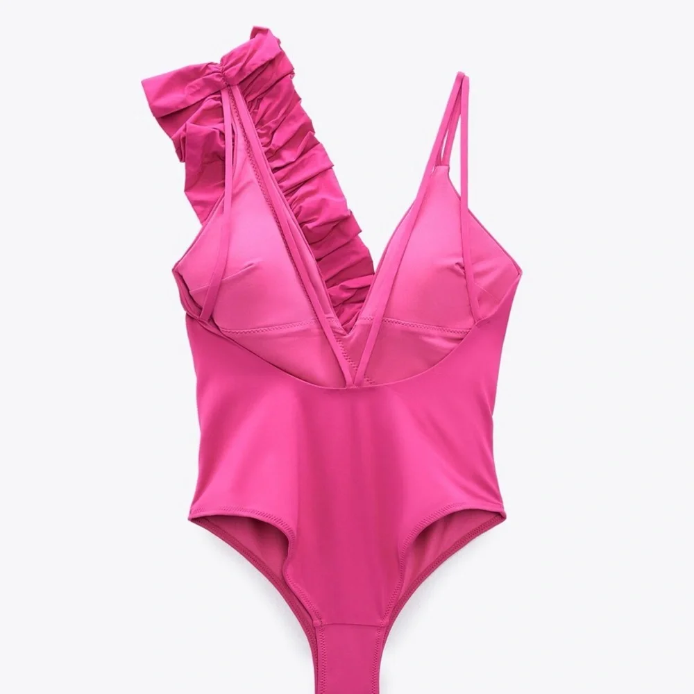 Zara ruffle swimsuit low back one piece
